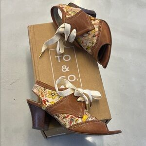 Brown and Cream Patterned Heels